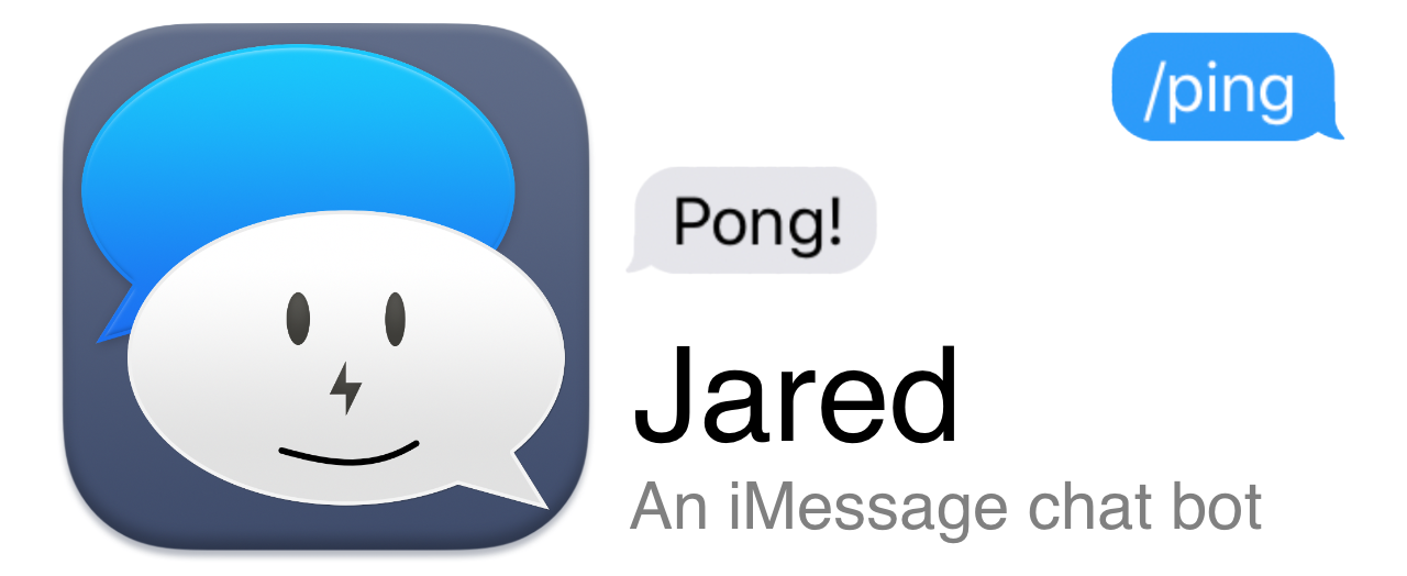 Jared banner that has the icon, title, and description saying 'An iMessage chat bot'